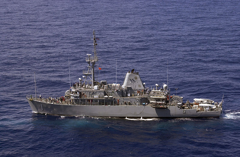  US Navy Avenger-class mine countermeasures vessels.