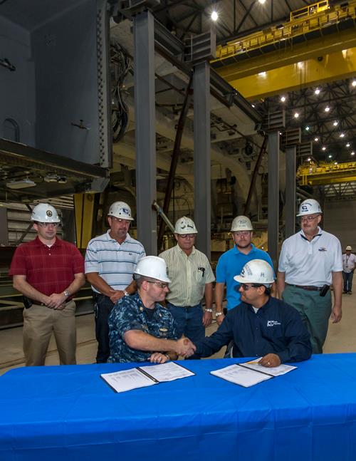  Officials during composite hangar delivery to the US Navy for the USS Michael Monsoor (DDG 1001