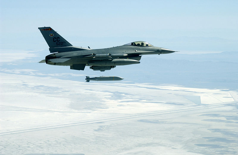 F-16C aircraft releases an AGM-154 JSOW weapon