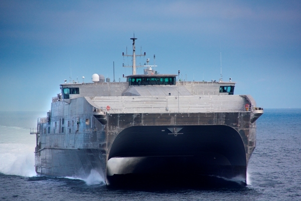 US Navy's first of ten joint high speed vessels (JHSVs), USNS Spearhead